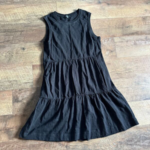 Women's Velvet Heart Black Tiered Sleeveless Midi Dress L